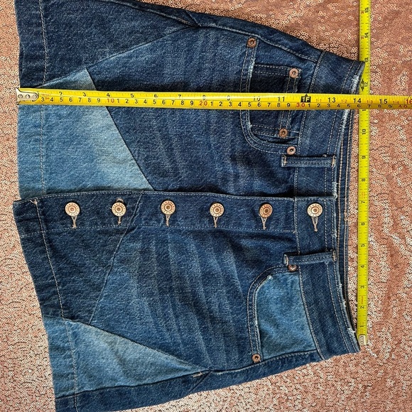 American Eagle Denim skirt Size 2 Color Blue. Super High Rise A-Line Patchwork. - Picture 2 of 10